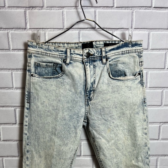 91 COTTON ON Vintage Acid Wash Skinny Jeans Light Wash Retro 90s Y2K/size 32 - Picture 3 of 8